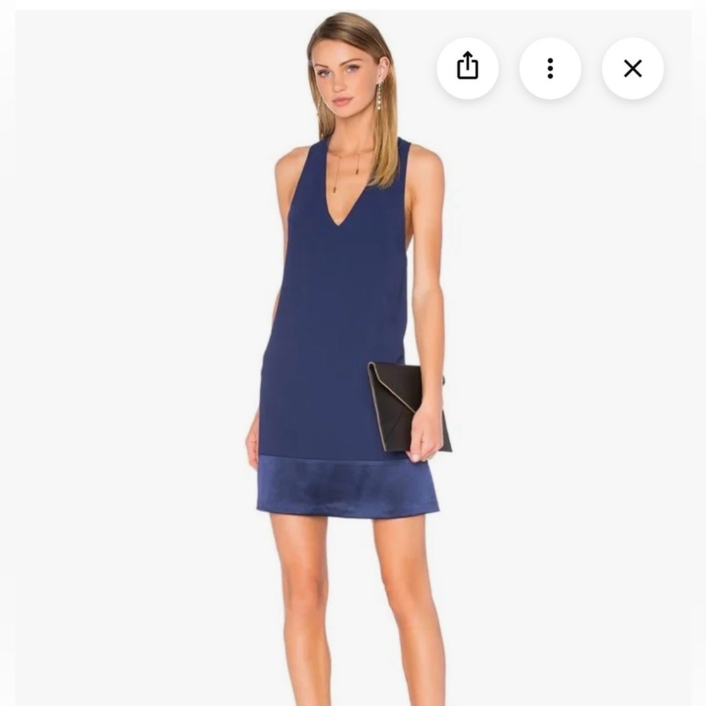 ALICE + OLIVIA Indigo sheath Deep V-Neck Sleeveless Tank in Navy SM